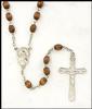 Light Brown Wood Oval Bead Rosary